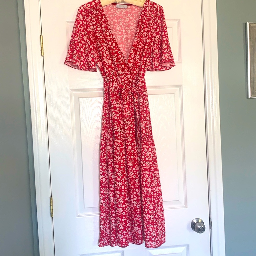 Red and white dress